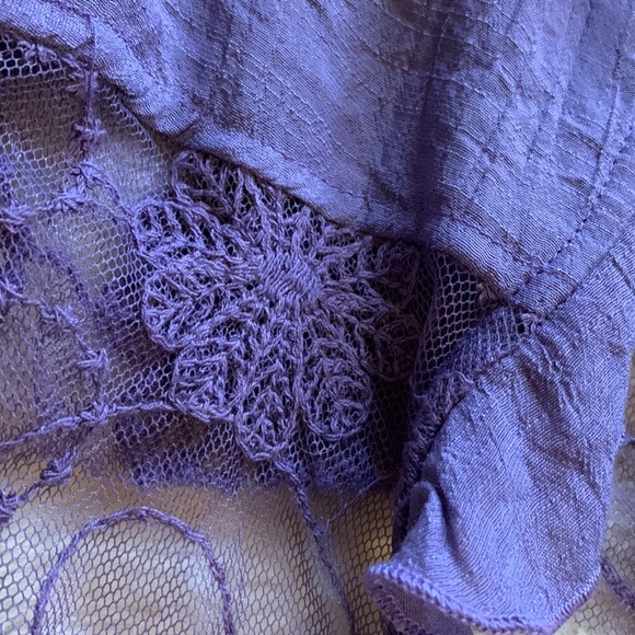 PANITTI Dusty purple Lacey sleeveless wrap BOHO vest top jacket tunic M - Picture 8 of 8